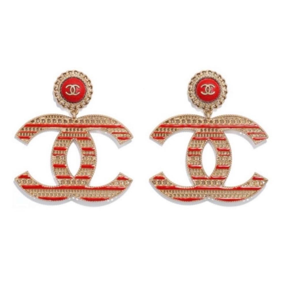 CHANEL Red and Gold Iconic Earrings